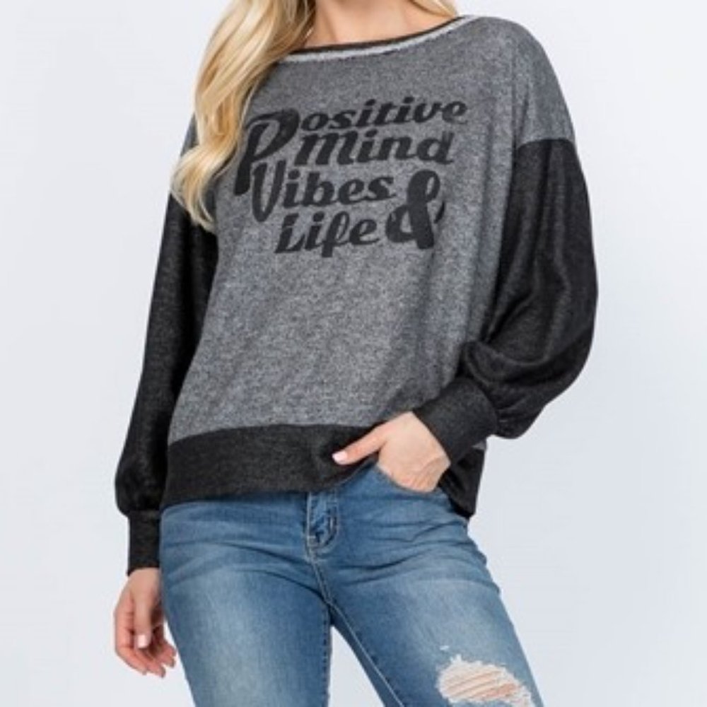 Distressed collar sweatshirt. Positive message 💕